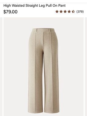 High-Waisted Straight Leg Pull-On Pants - Taupe